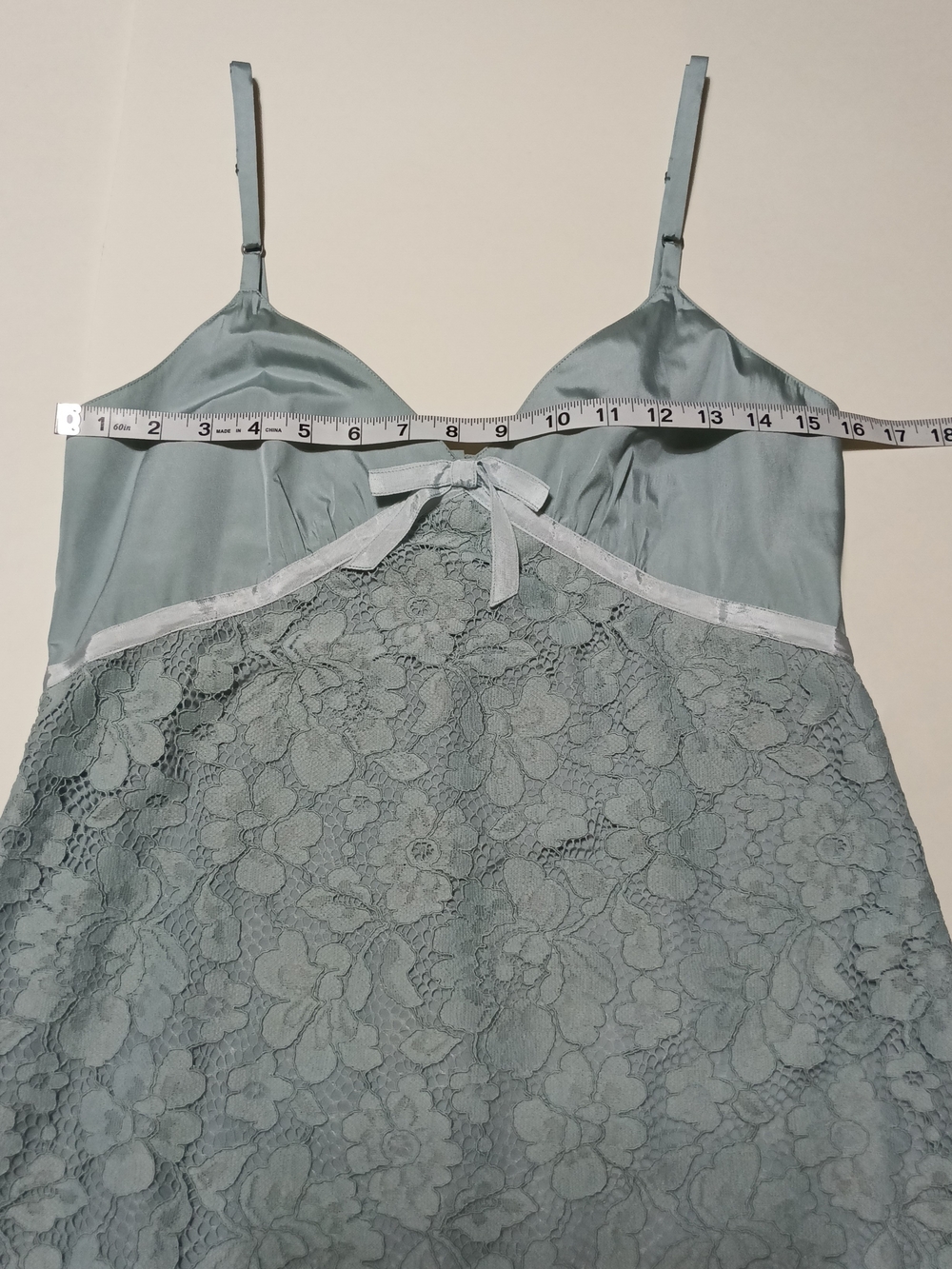 Coach Lace Slip Cami Mini Dress Accent Bow in Dusty Blue Size 2 - Picture 5 of 14